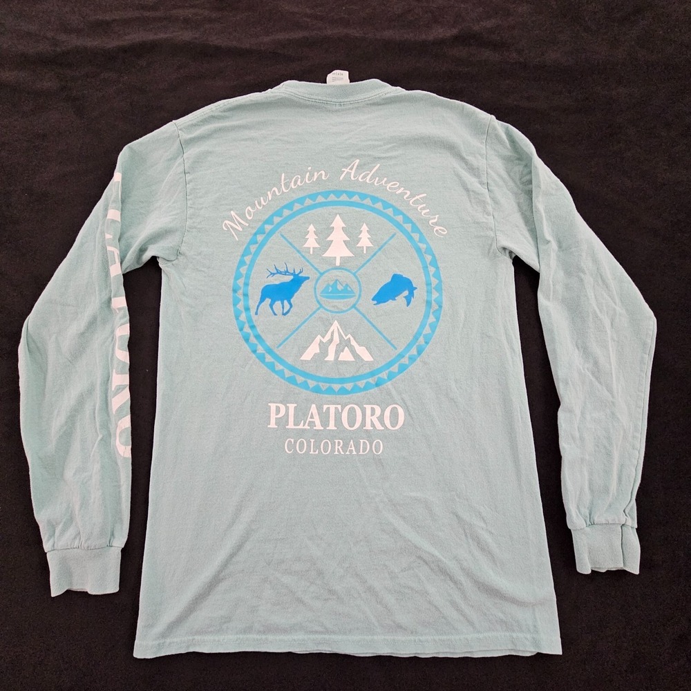 Mountain Adventure Paltoro CO Blue Long Sleeve Cotton T-Shirt Men's S